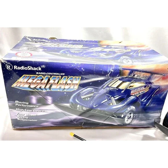Vintage 1999 RADIOSHACK MEGAFLASH 9.6V Remote Control CAR Off Road Buggy w/ Box